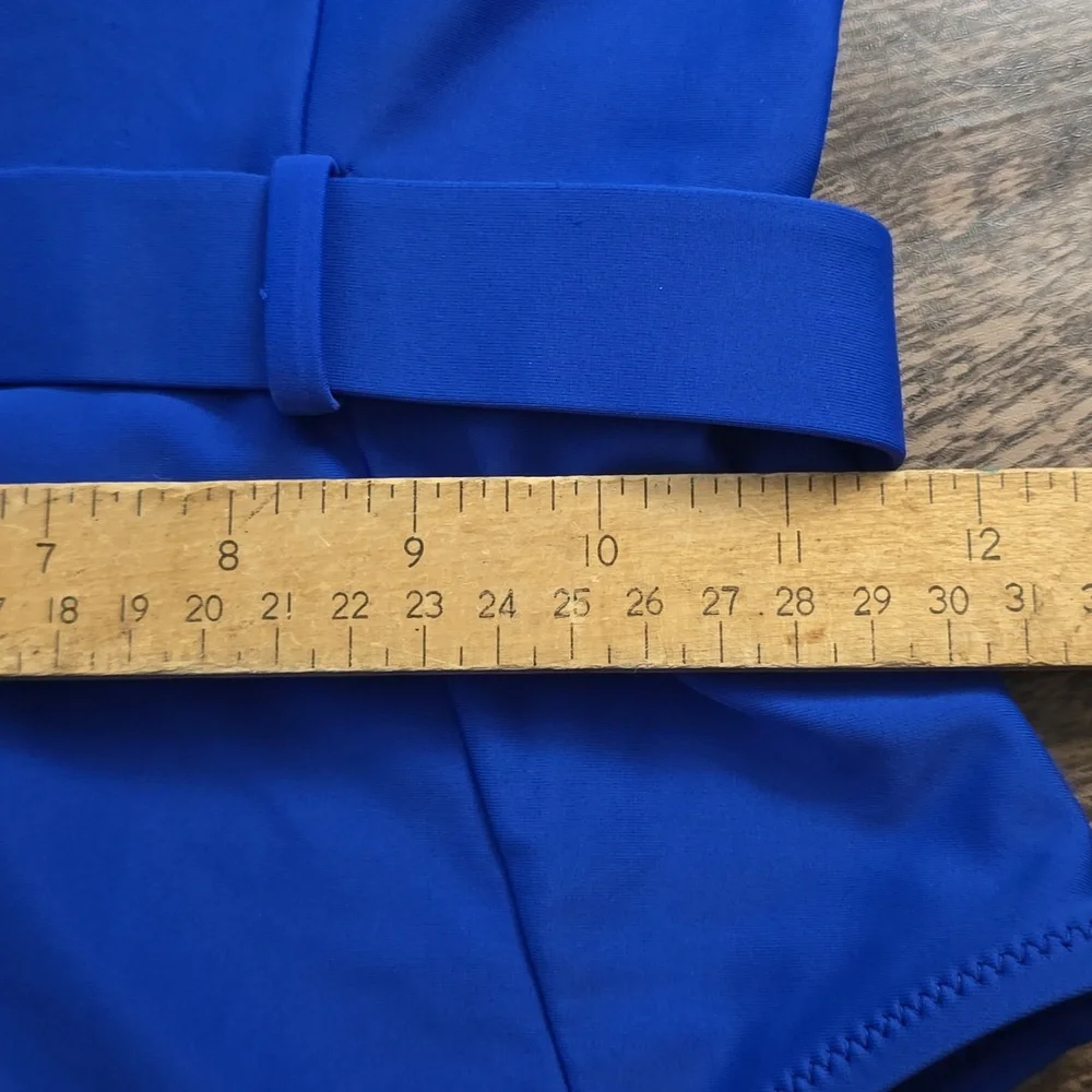 CUPSHE Royal Blue One-Piece Swimsuit‎ with Belt vneck Low Cut Sz S